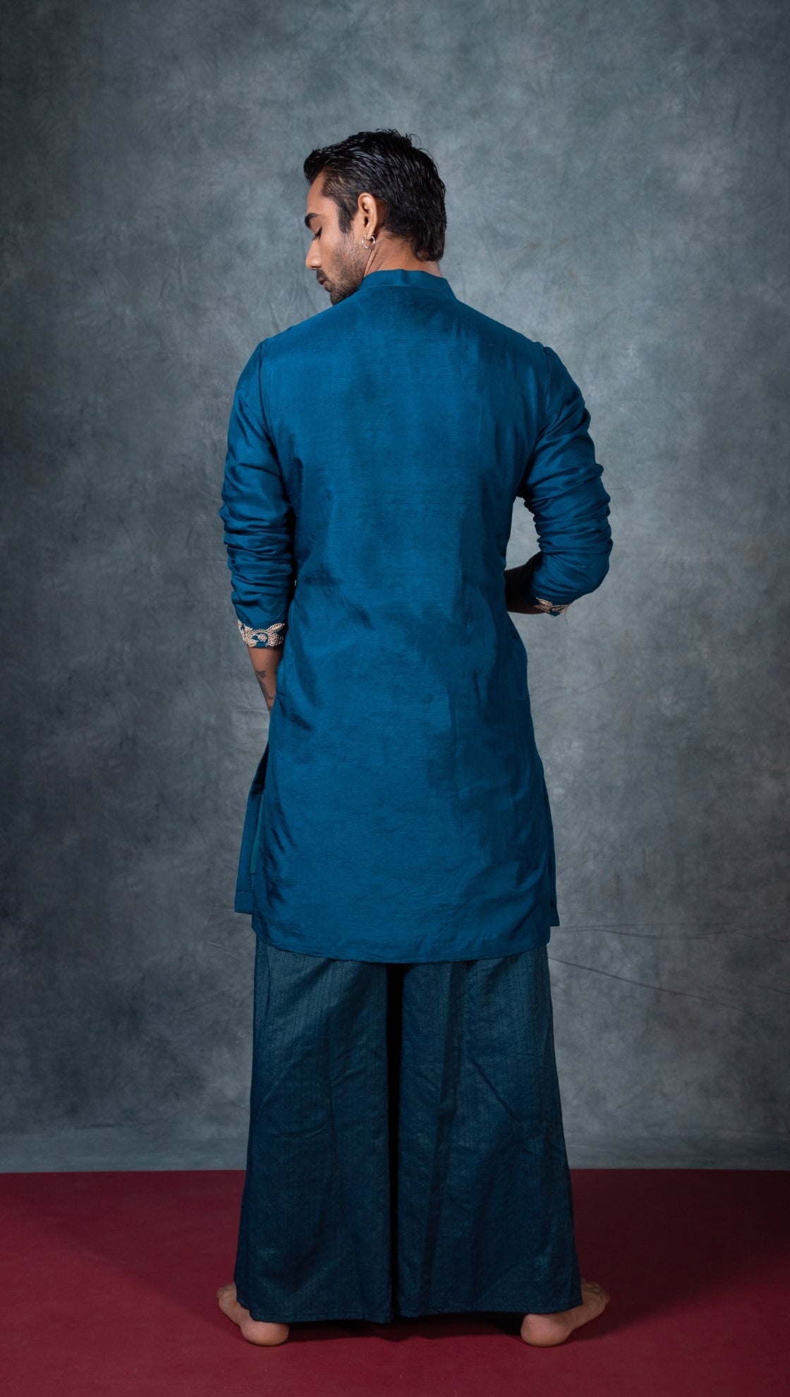 Turquoise Blue Silk Kurta