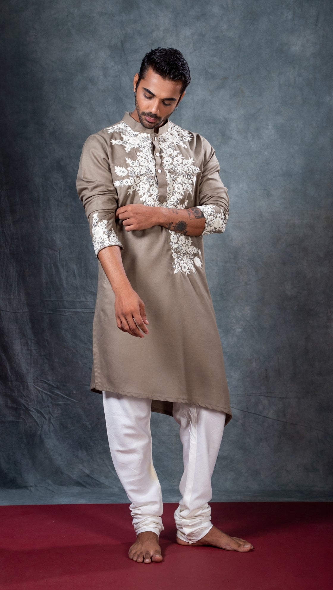 Linen Embroidered Kurta
