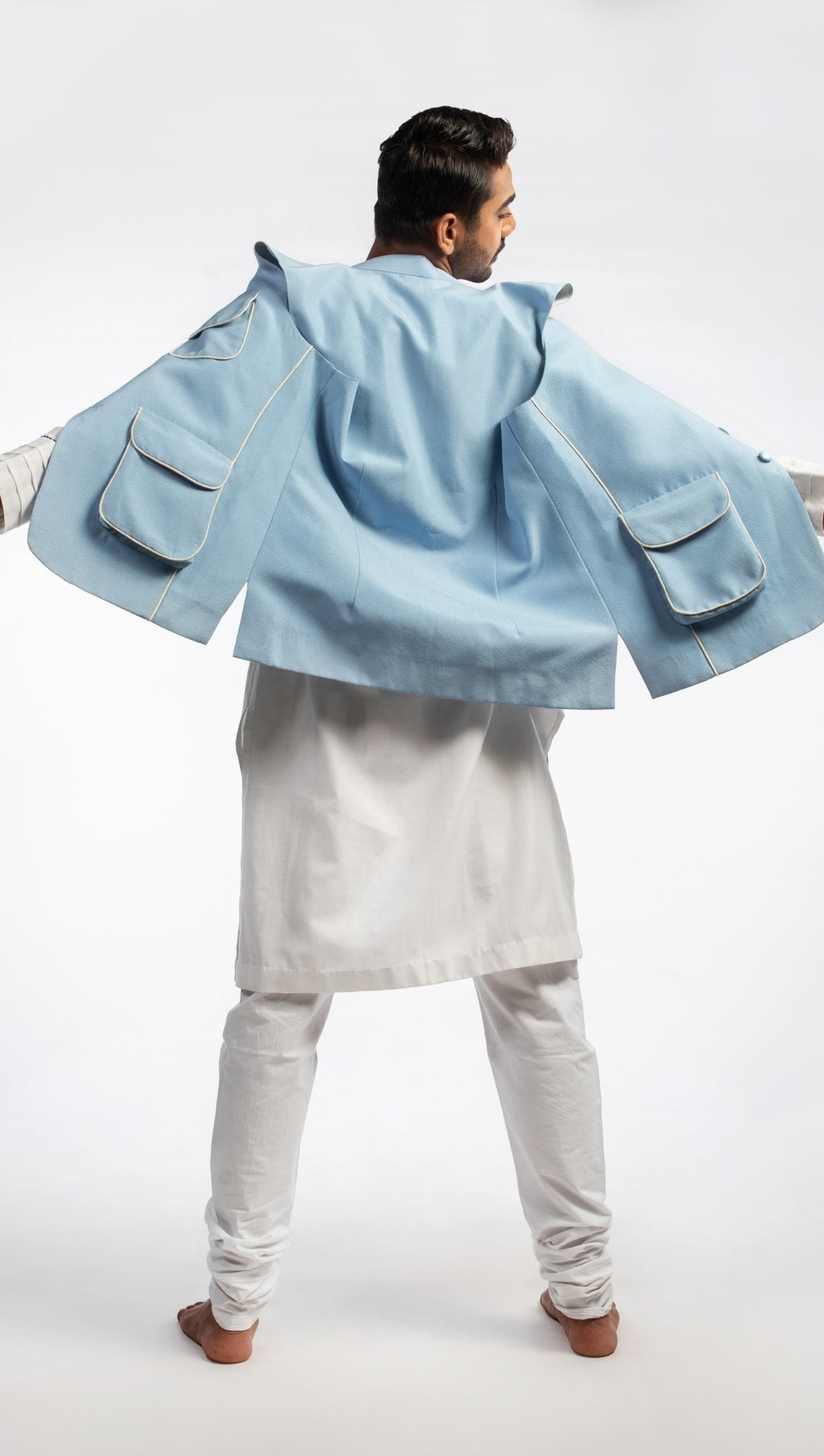 Sky blue box pocket bundi