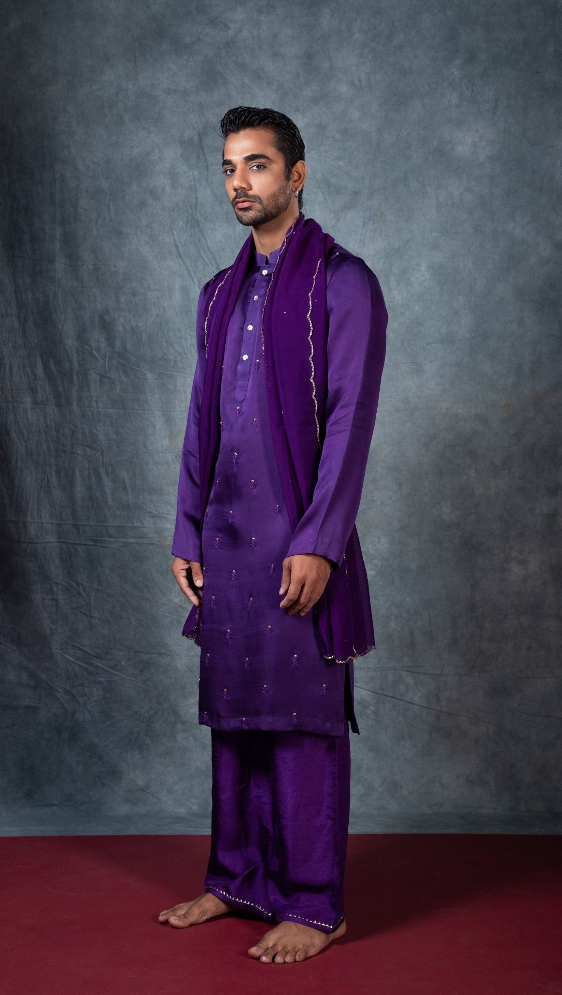Purple Embroidered Kurta