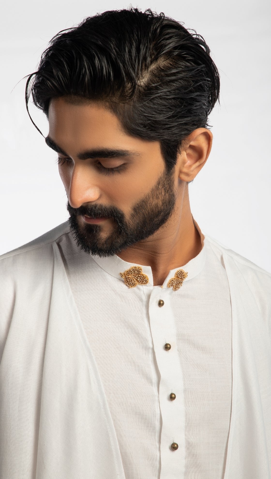 White Over Layered Drape Kurta