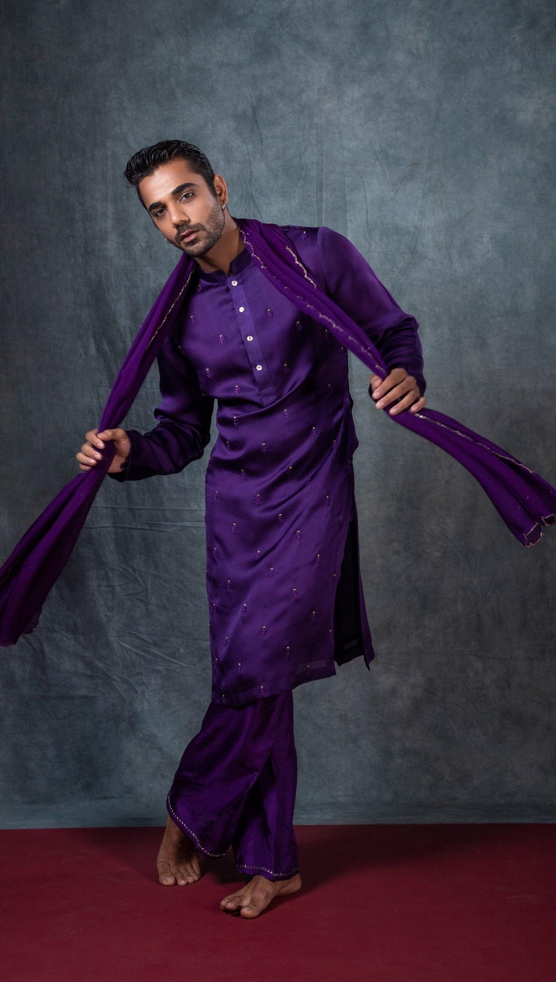 Purple Embroidered Kurta