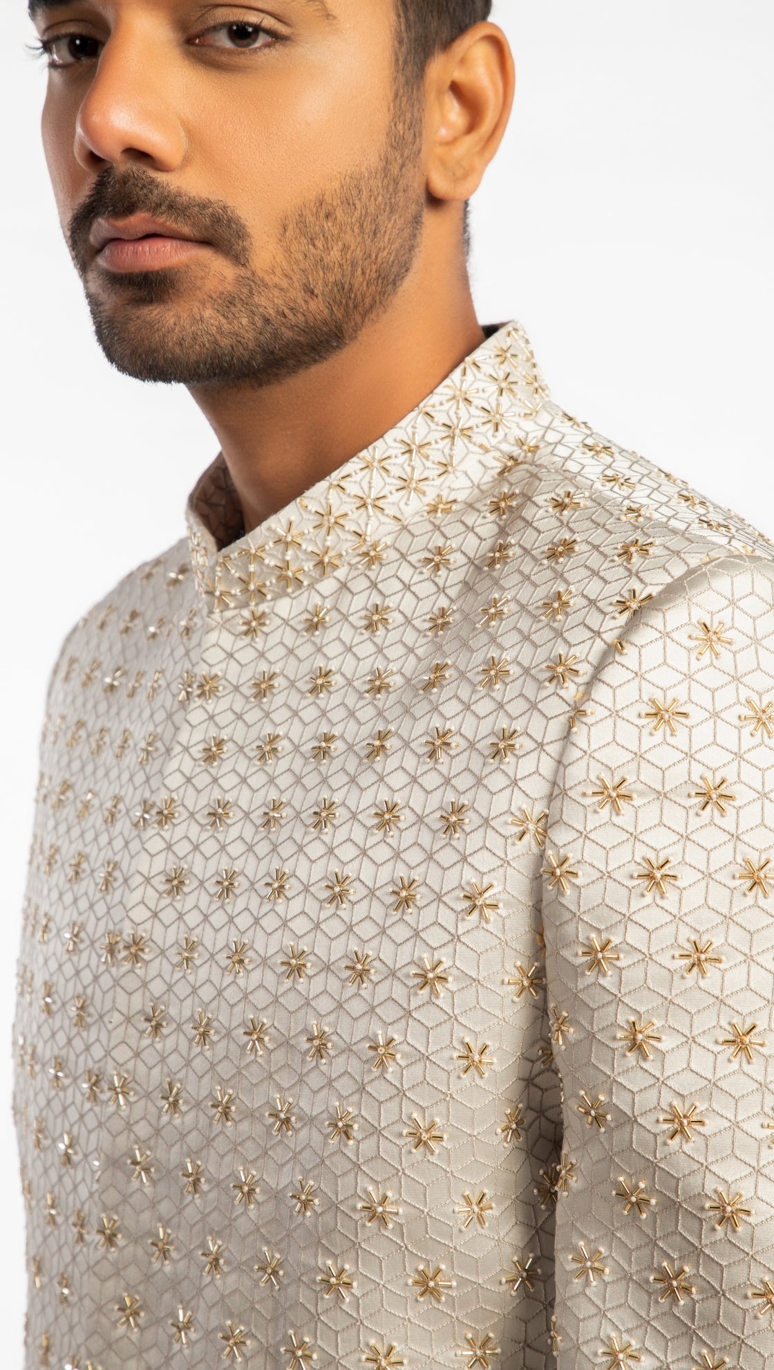 Silver Katdana Beads Sherwani