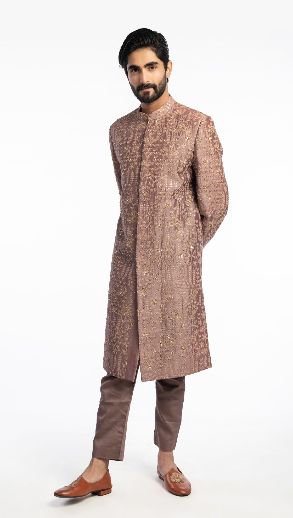 Lavender Zardozi Thread Sherwani
