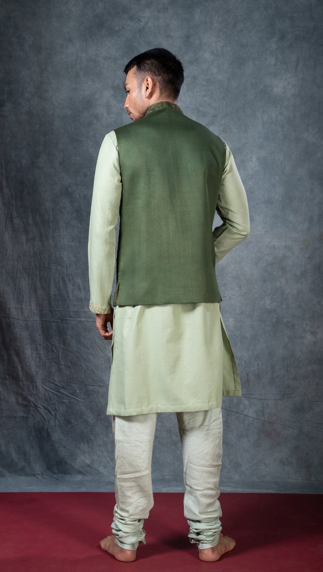 Moghul Green Thread Embroidered Bundi