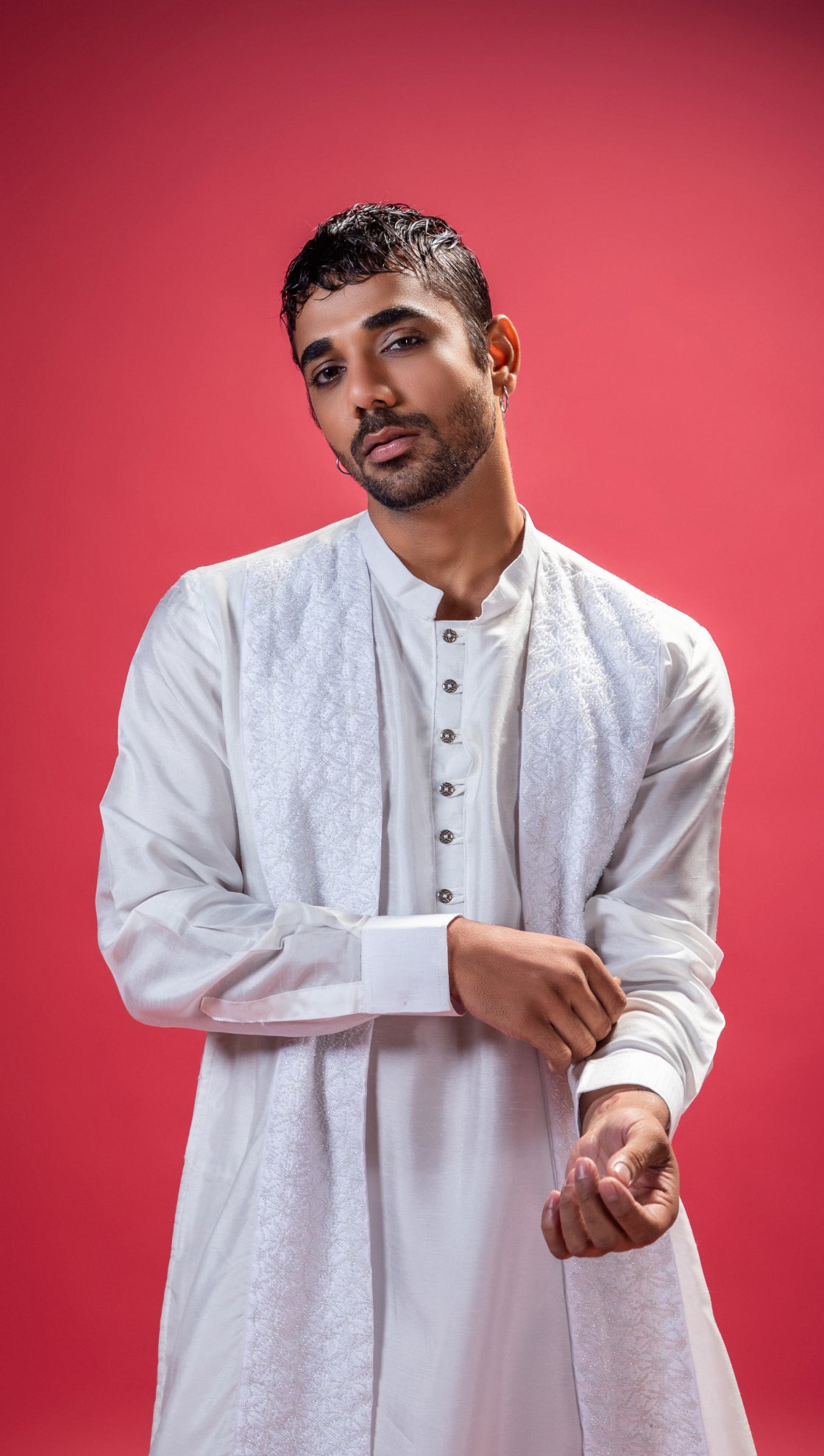 Water Color Bead Work Layered Kurta