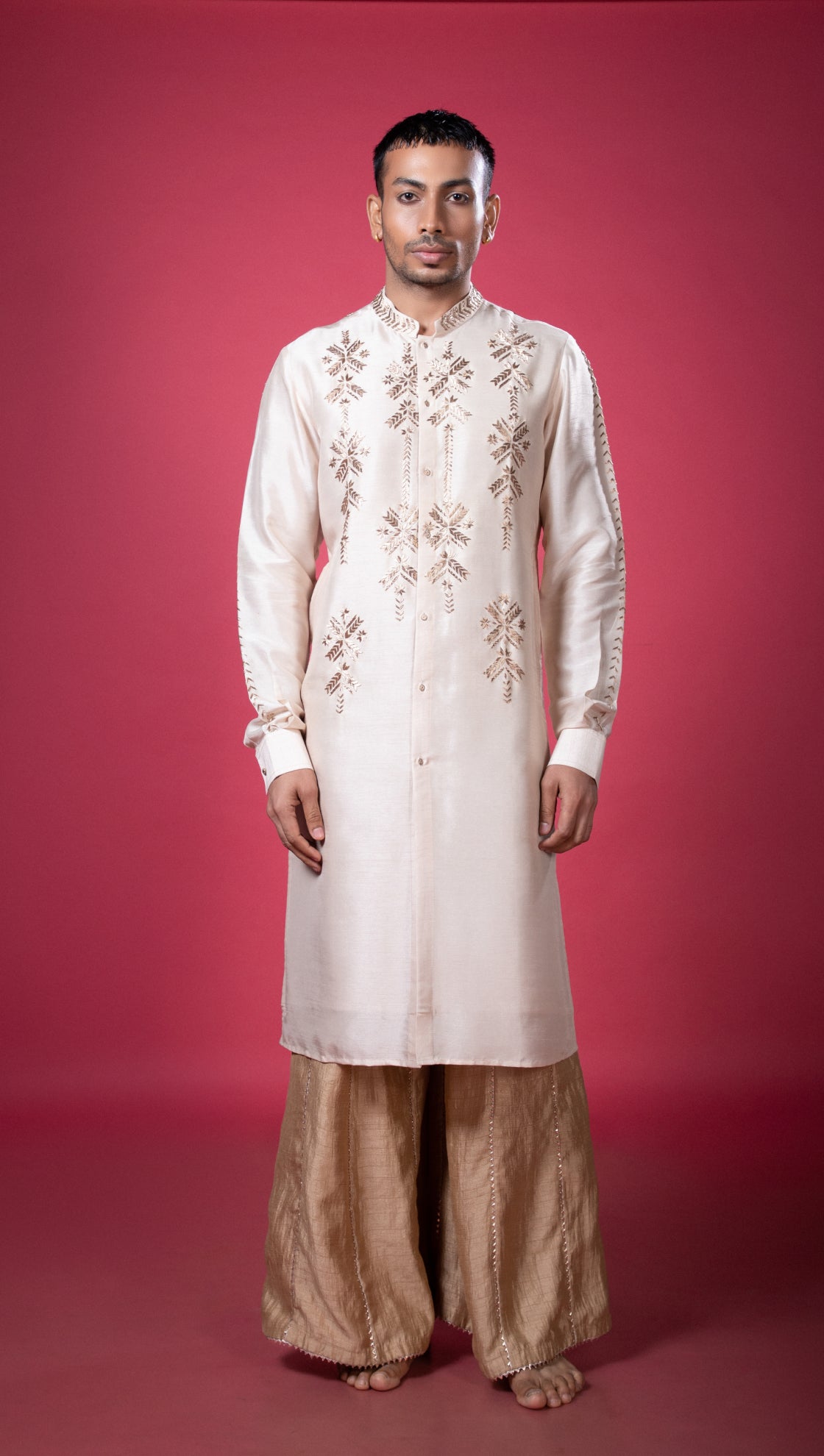 Geometric Zari Motif Front Open Kurta