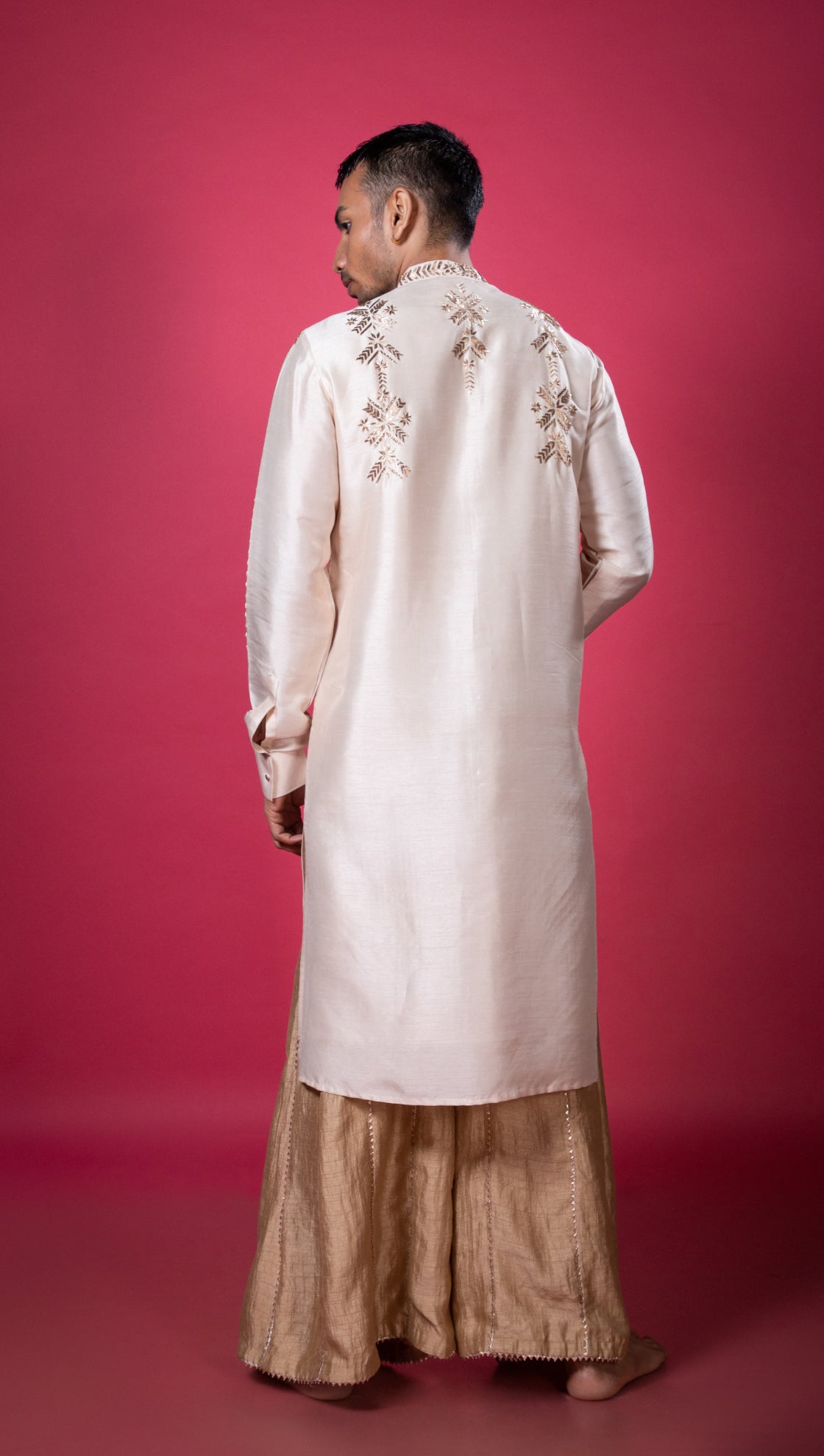 Geometric Zari Motif Front Open Kurta