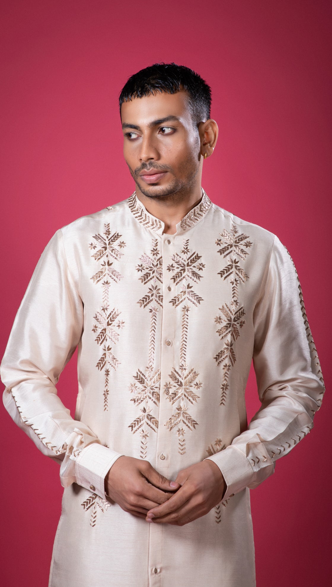 Geometric Zari Motif Front Open Kurta