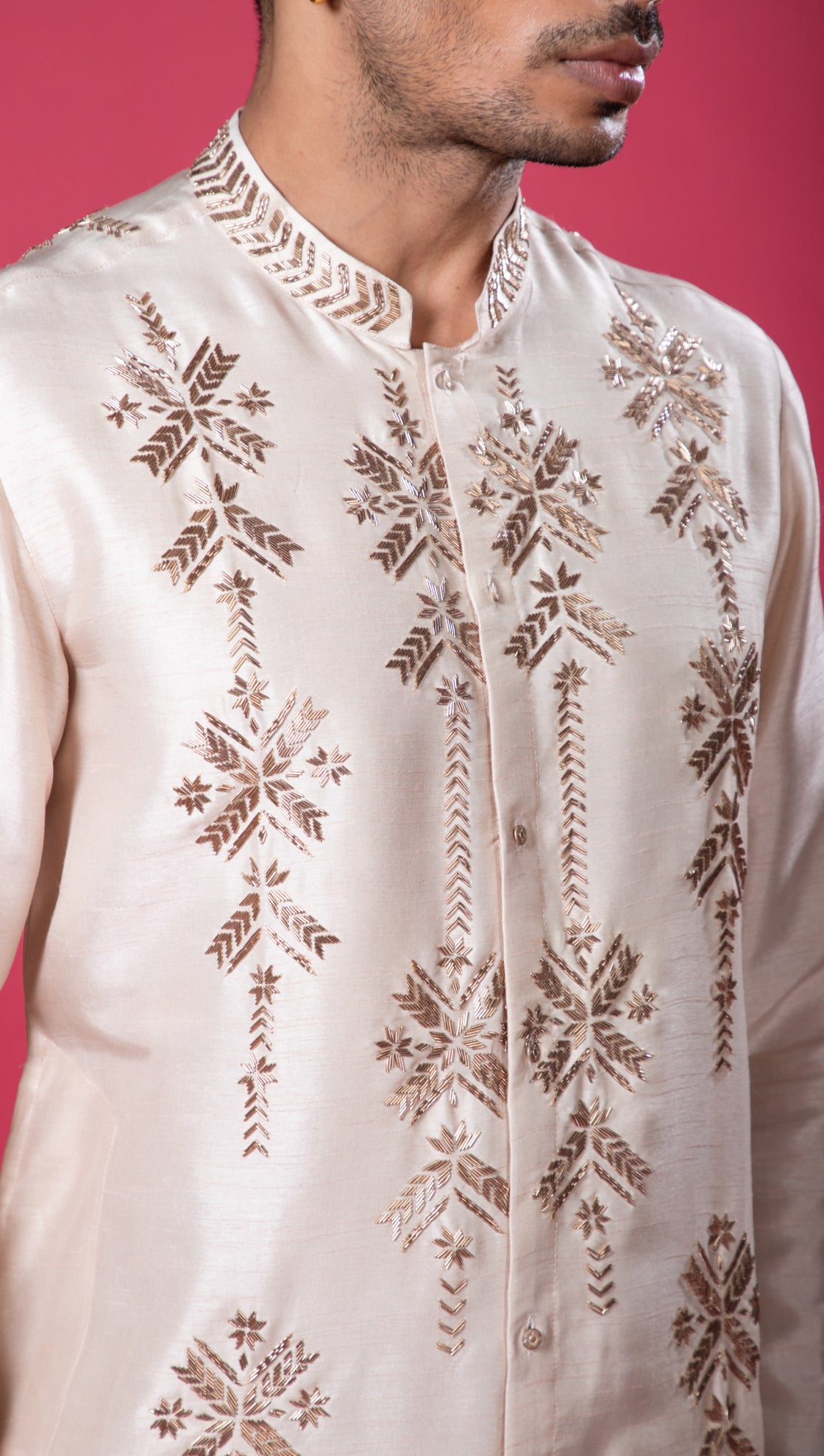 Geometric Zari Motif Front Open Kurta