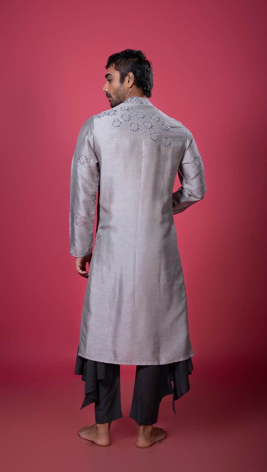 Grey Silk Mirror Kurta