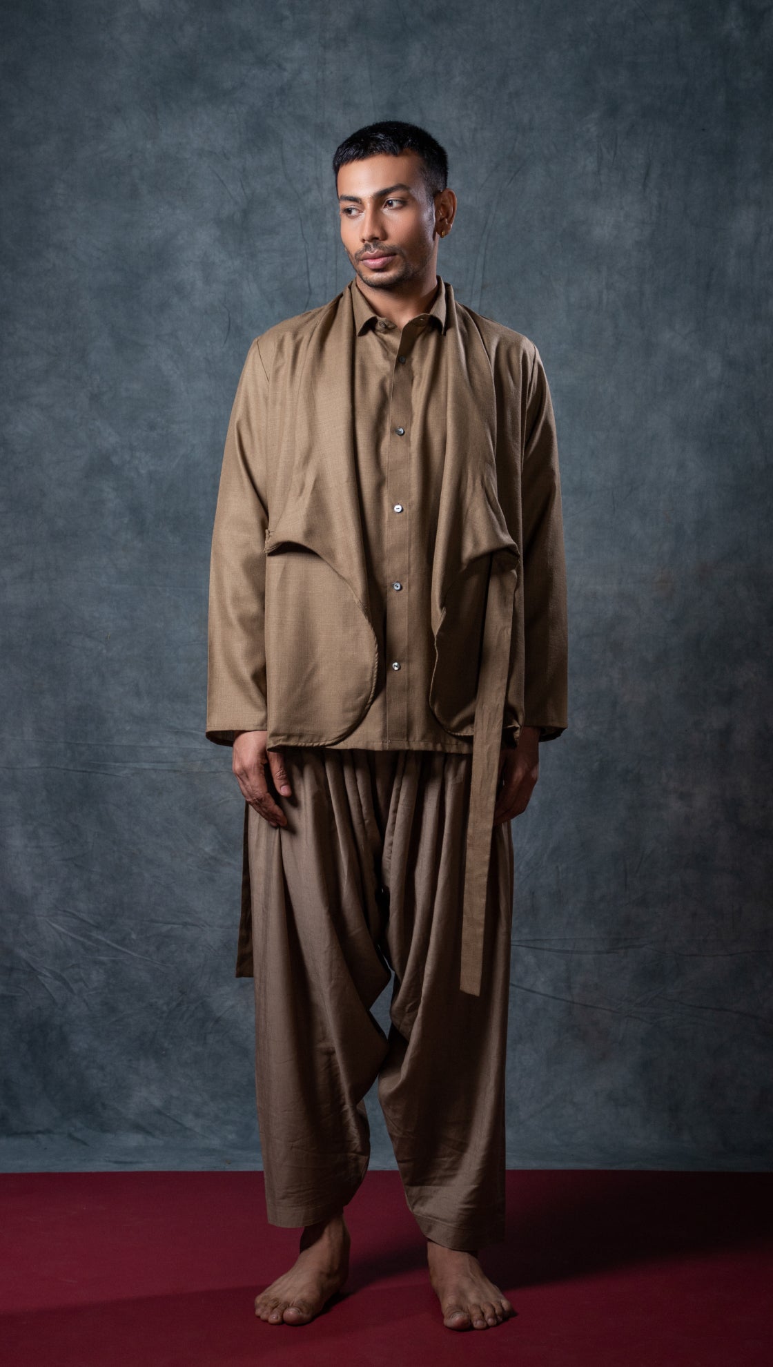 Linen Shirt and Shrug Set