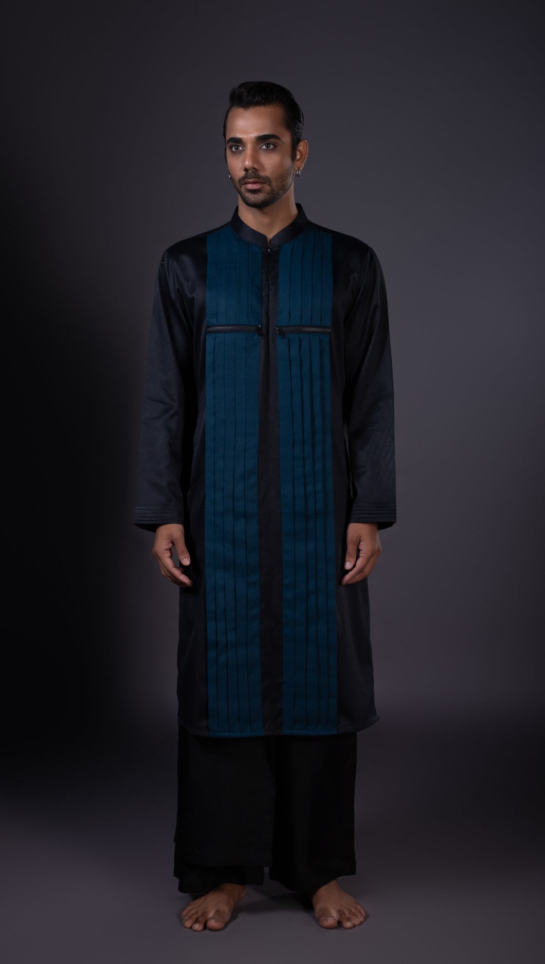 Midnight Blue Katdana Neckline Kurta