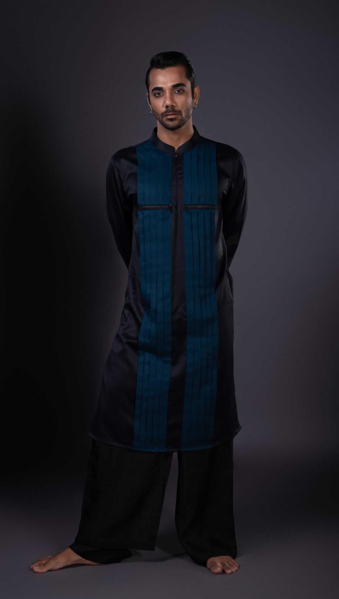 Midnight Blue Katdana Neckline Kurta