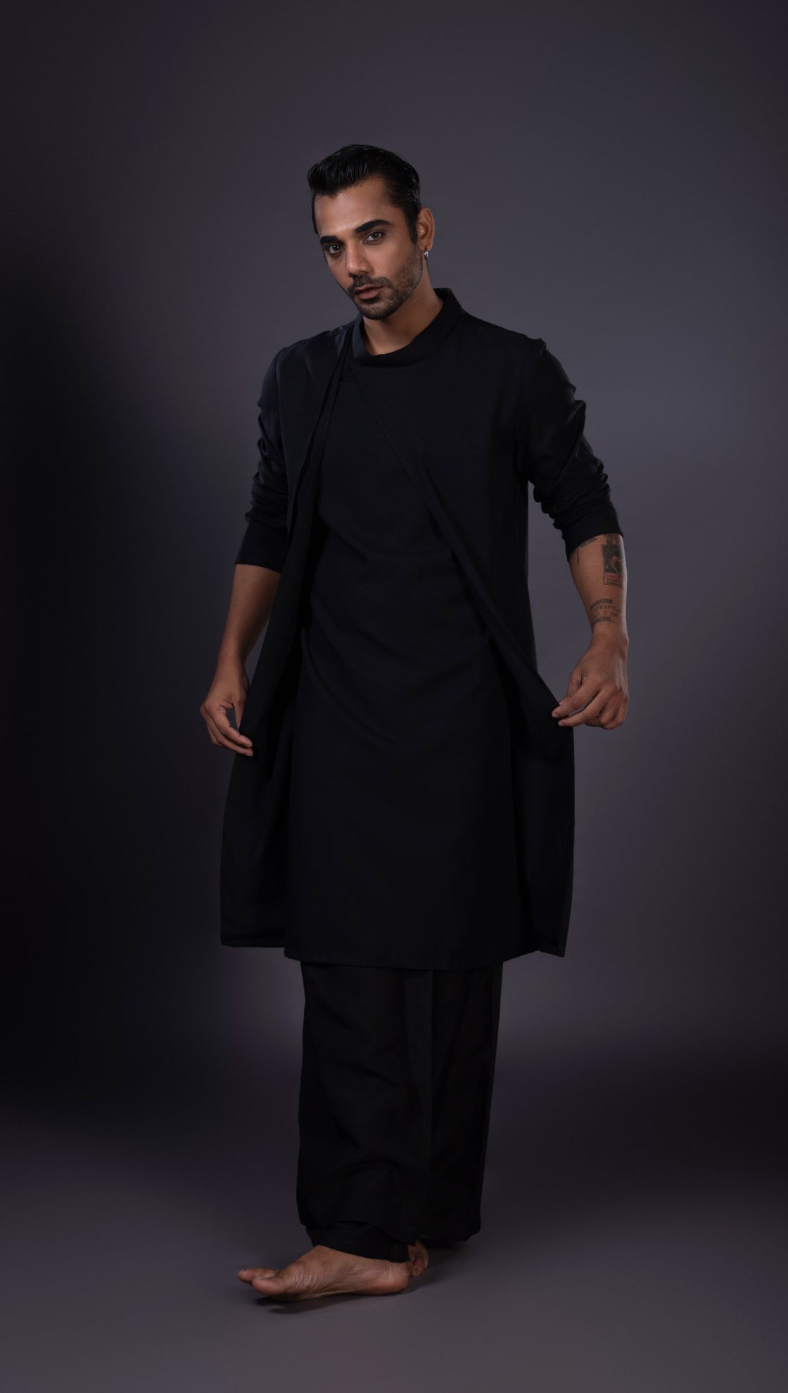 Black Multi Layered Kurta