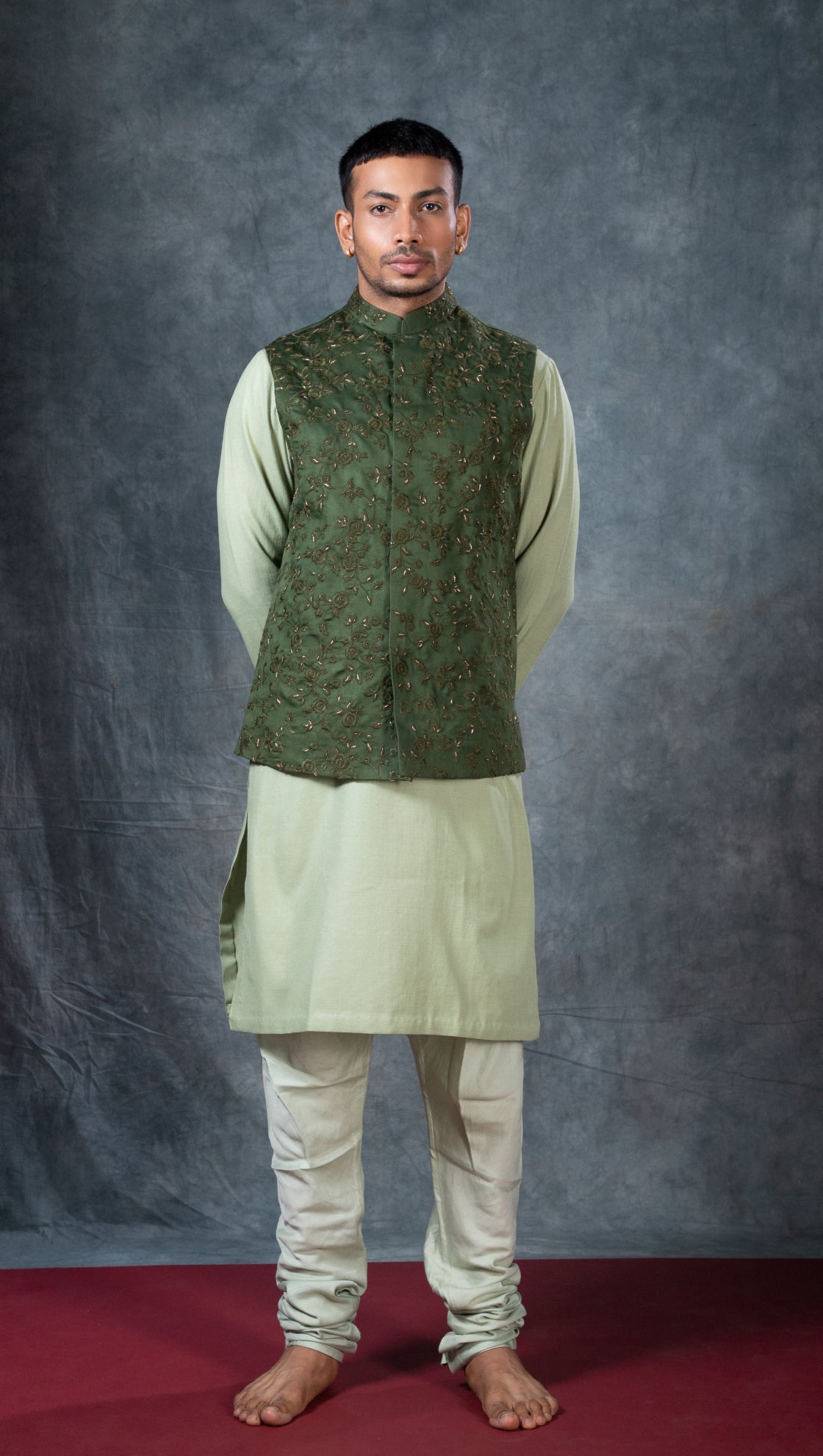 Moghul Green Thread Embroidered Bundi