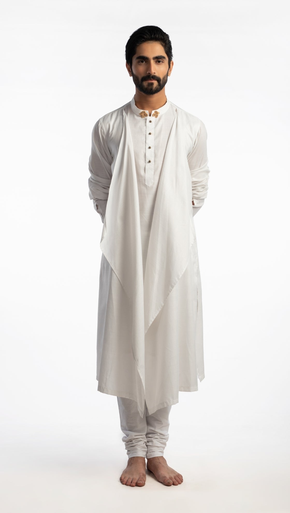 White Over Layered Drape Kurta