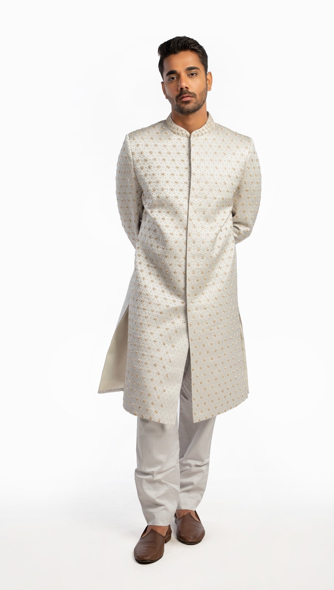 Silver Katdana Beads Sherwani