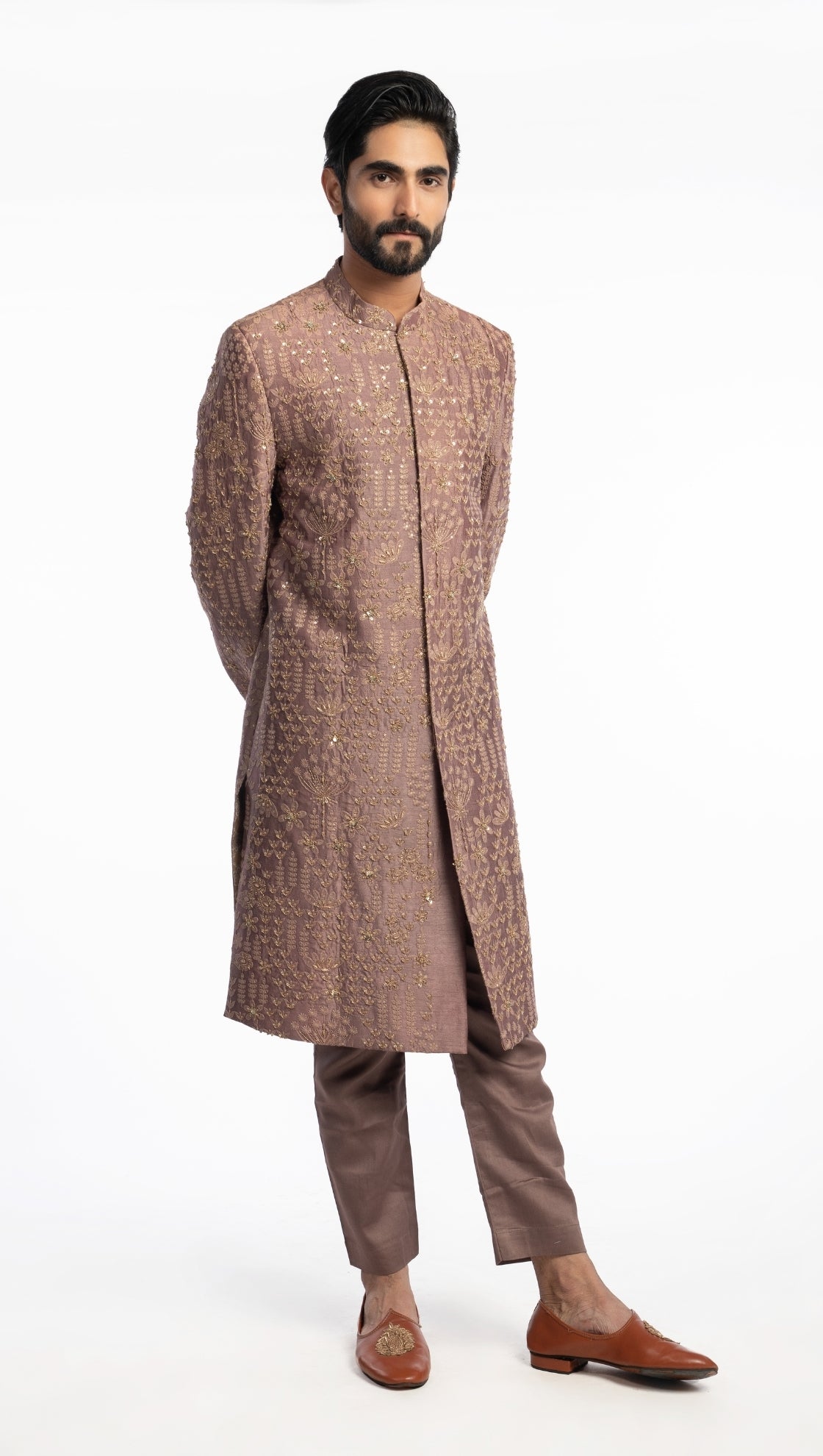 Lavender Zardozi Thread Sherwani